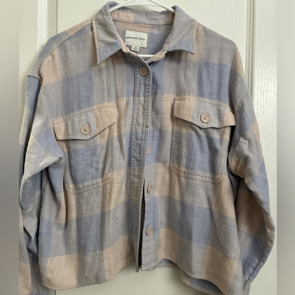 American Eagle Outfitters Women Plaid Shirt - Purple and tan